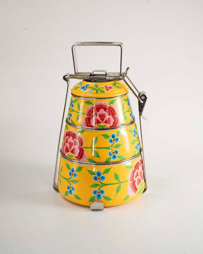 Hand Painted Tiffin Carrier | Steel Lunch Box with Artistic Design – Lunch Box on Brown Living™. SKU: ANTHPTCYHKG. Img 4.