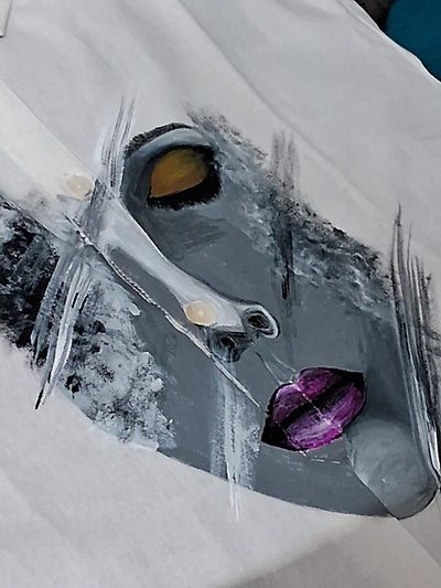 Hand Painted White Shirt Dress for Women | Cotton Casual Midi Dress – Womens Dress on Brown Living™. SKU: MUDRAYAS7. Img 4.