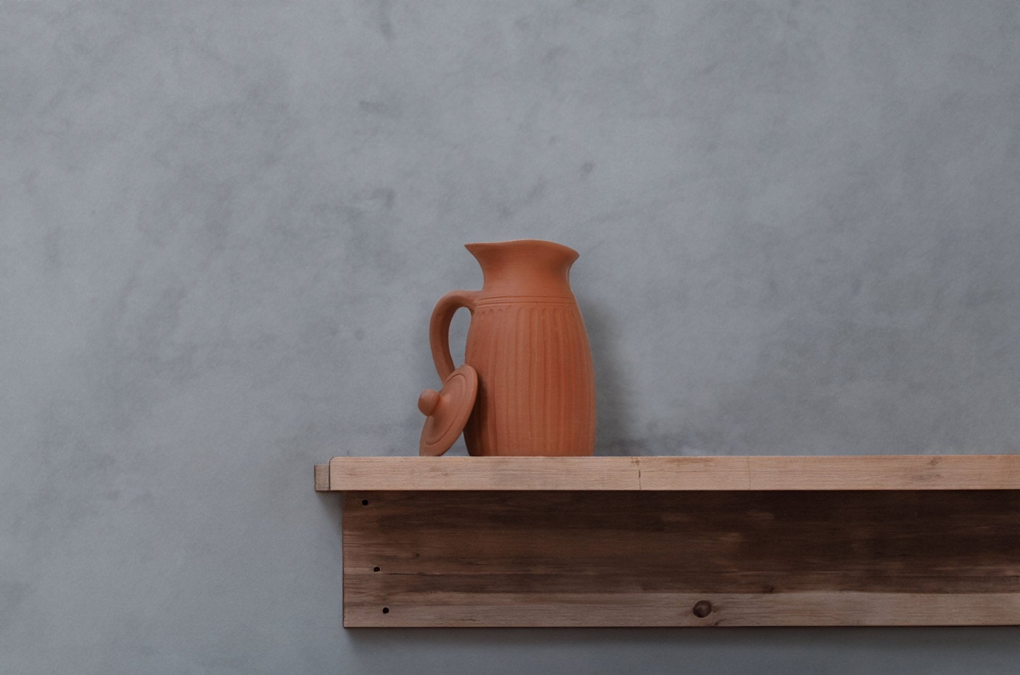 Handamde Terracotta Jug with Carving On All Sides | Verified Sustainable by Brown Living™