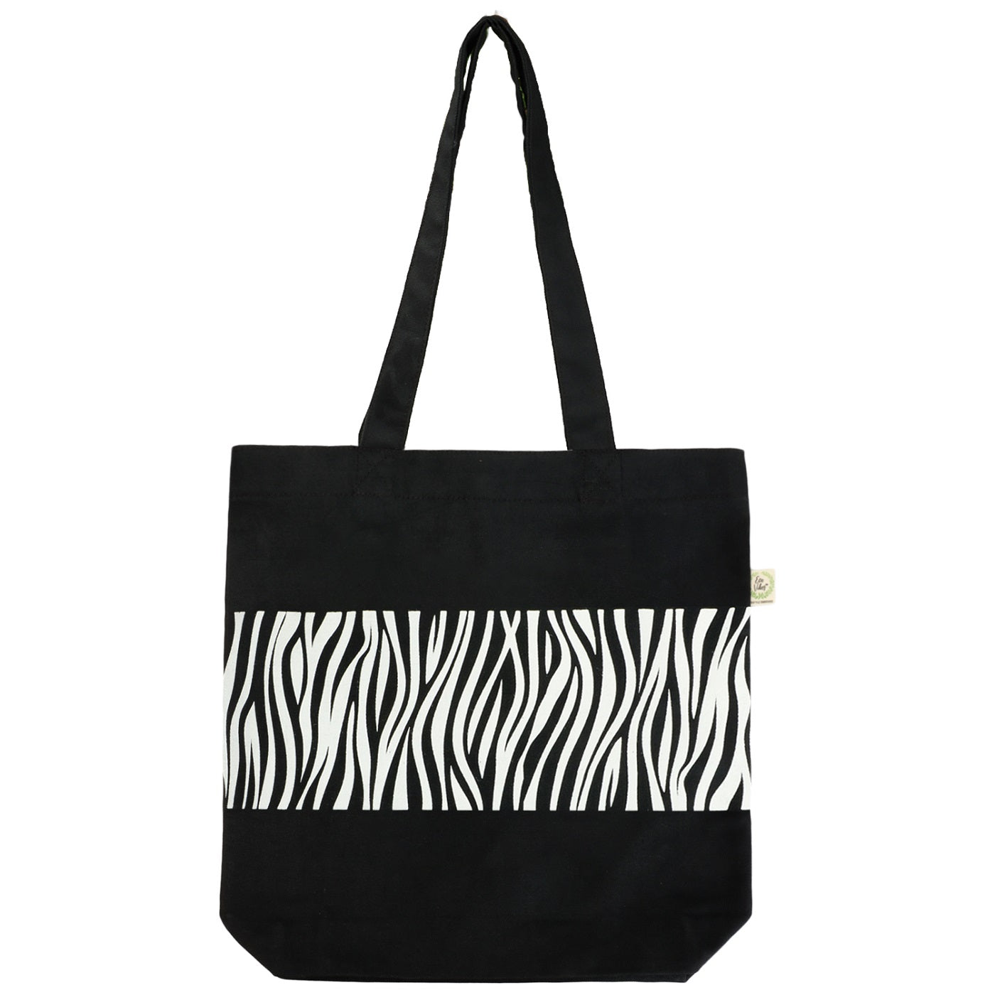 Premium Cotton Canvas Tote Bag - Zebra Black | Verified Sustainable by Brown Living™