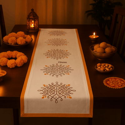 Handblock 100% Cotton Table Runner – 6 x1 Feet – Table Linens on Brown Living™. SKU: RUNNERONLY - KOLLAM - 6FEETn. Img 9.