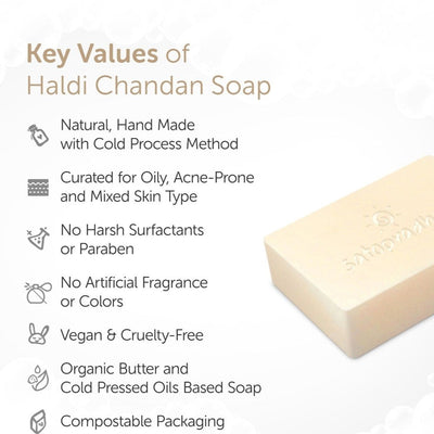 Handcrafted Anti - Ageing Haldi Chandan Soap - 80g – Body Soap on Brown Living™. SKU: 3BC_HCS - 1H. Img 2.