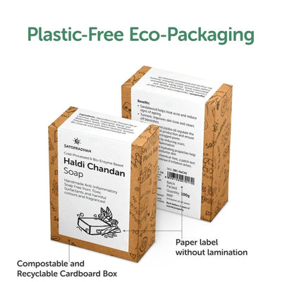 Handcrafted Anti - Ageing Haldi Chandan Soap - 80g – Body Soap on Brown Living™. SKU: 3BC_HCS - 1H. Img 4.