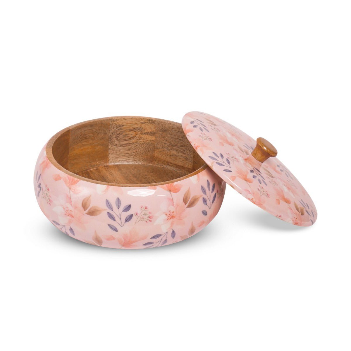 Handcrafted Blossom Mango Wood Roti Box from Aakriti Ahuja Collection | Verified Sustainable by Brown Living™