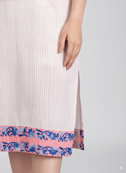 Handcrafted Chikankari Kurta – Ethnic Wear – Womens Kurta on Brown Living™. SKU: K12003. Img 2.