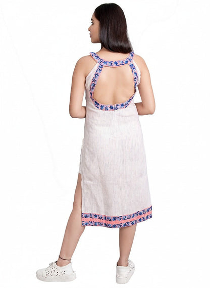 Handcrafted Chikankari Kurta – Ethnic Wear – Womens Kurta on Brown Living™. SKU: K12003. Img 4.