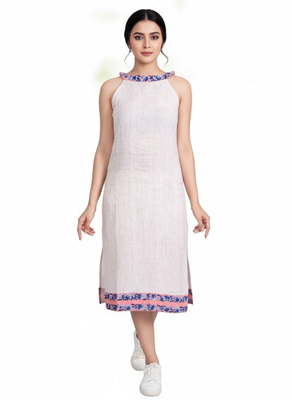 Handcrafted Chikankari Kurta – Ethnic Wear – Womens Kurta on Brown Living™. SKU: K12003. Img 3.