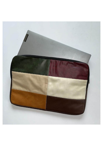 Handcrafted Cloth & PU Leather Laptop Sleeve - 15 Inch | Work Essential – Laptop Sleeve on Brown Living™. SKU: BL-1IA. Img 1.