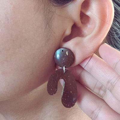 Handcrafted Coco Earth Drops Coconut Shell Earrings – Womens Jewellery on Brown Living™. SKU: OEP105a. Img 10.