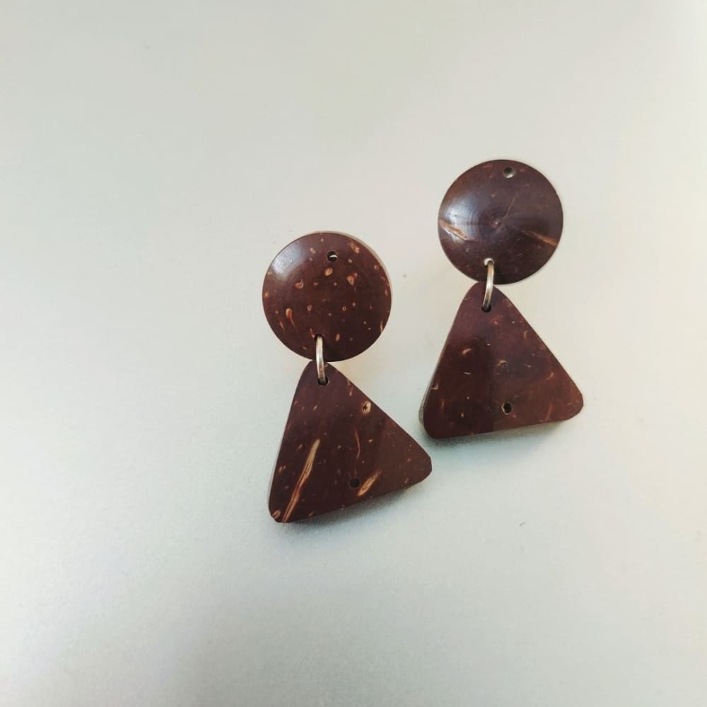 Handcrafted Coco Earth Drops Coconut Shell Earrings – Womens Jewellery on Brown Living™. SKU: OEP106a. Img 15.