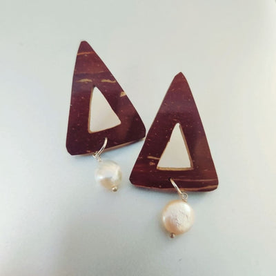 Handcrafted Coco Earth Drops Coconut Shell Earrings – Womens Jewellery on Brown Living™. SKU: OEP107a. Img 20.