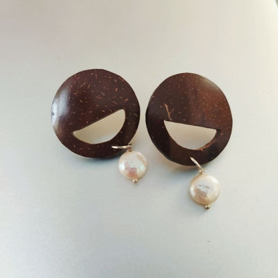 Handcrafted Coco Earth Drops Coconut Shell Earrings – Womens Jewellery on Brown Living™. SKU: OEP108a. Img 17.