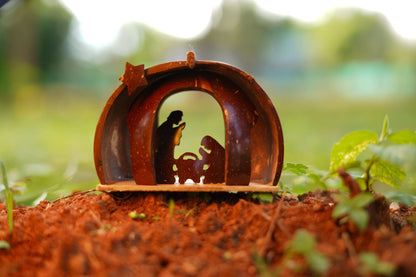 Handcrafted Coconut Shell Nativity Light –Eco - Friendly Christmas Decor – Gift Giving on Brown Living™. SKU: KOTT002. Img 1.