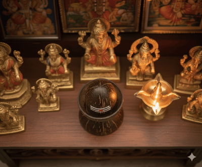 Handcrafted Coconut Shell Shiva Statue – Eco - Friendly Décor - Lingam – Pooja Needs on Brown Living™. SKU: KOTT007. Img 4.