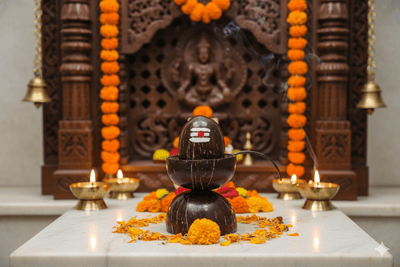 Handcrafted Coconut Shell Shiva Statue – Eco - Friendly Home Décor – Pooja Needs on Brown Living™. SKU: KOTT007. Img 1.