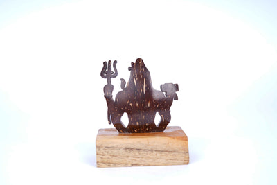 Handcrafted Coconut Shell Shiva Statue | Eco - Friendly Temple Decor – Decor & Artefacts on Brown Living™. SKU: KOTT018. Img 1.