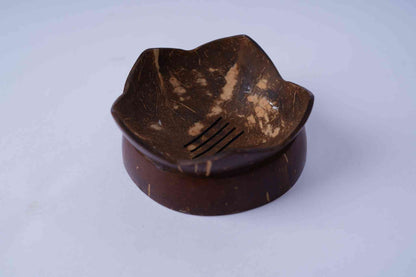 Handcrafted Coconut Shell Soap Dish with Drain –Natural & Plastic - Free – Bath Accessories on Brown Living™. SKU: KOTT004. Img 2.