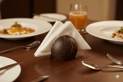 Handcrafted Coconut Shell Table Tissue Holder – Eco - Friendly Decor – Bath Accessories on Brown Living™. SKU: KOTT012. Img 4.
