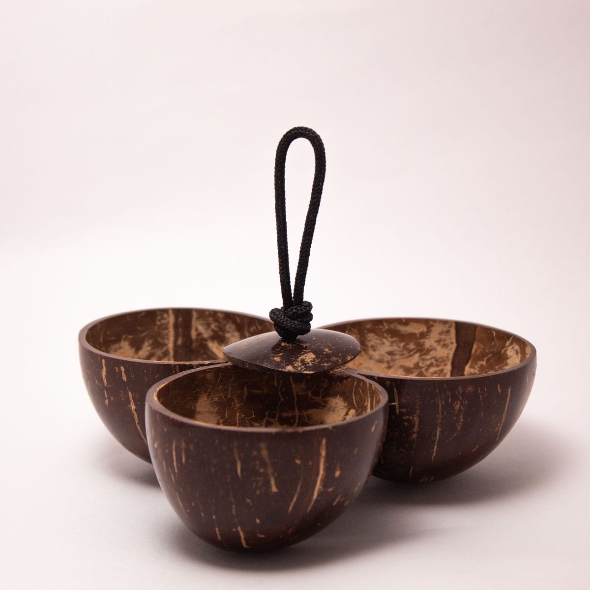 Handcrafted Coconut Shell Triple Bowl – Kitchen Organizers on Brown Living™. SKU: EGB05. Img 4.