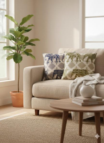 Handcrafted Cushion Covers | Upcycled Cloth Textures – Covers & Inserts on Brown Living™. SKU: IA-BL04. Img 3.