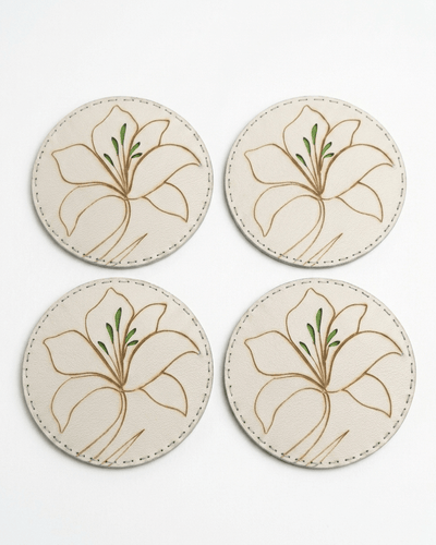 Handcrafted Daisy Coaster Set of 4 | Elegant Decorative Table Coasters – Coasters on Brown Living™. SKU: COT30. Img 3.
