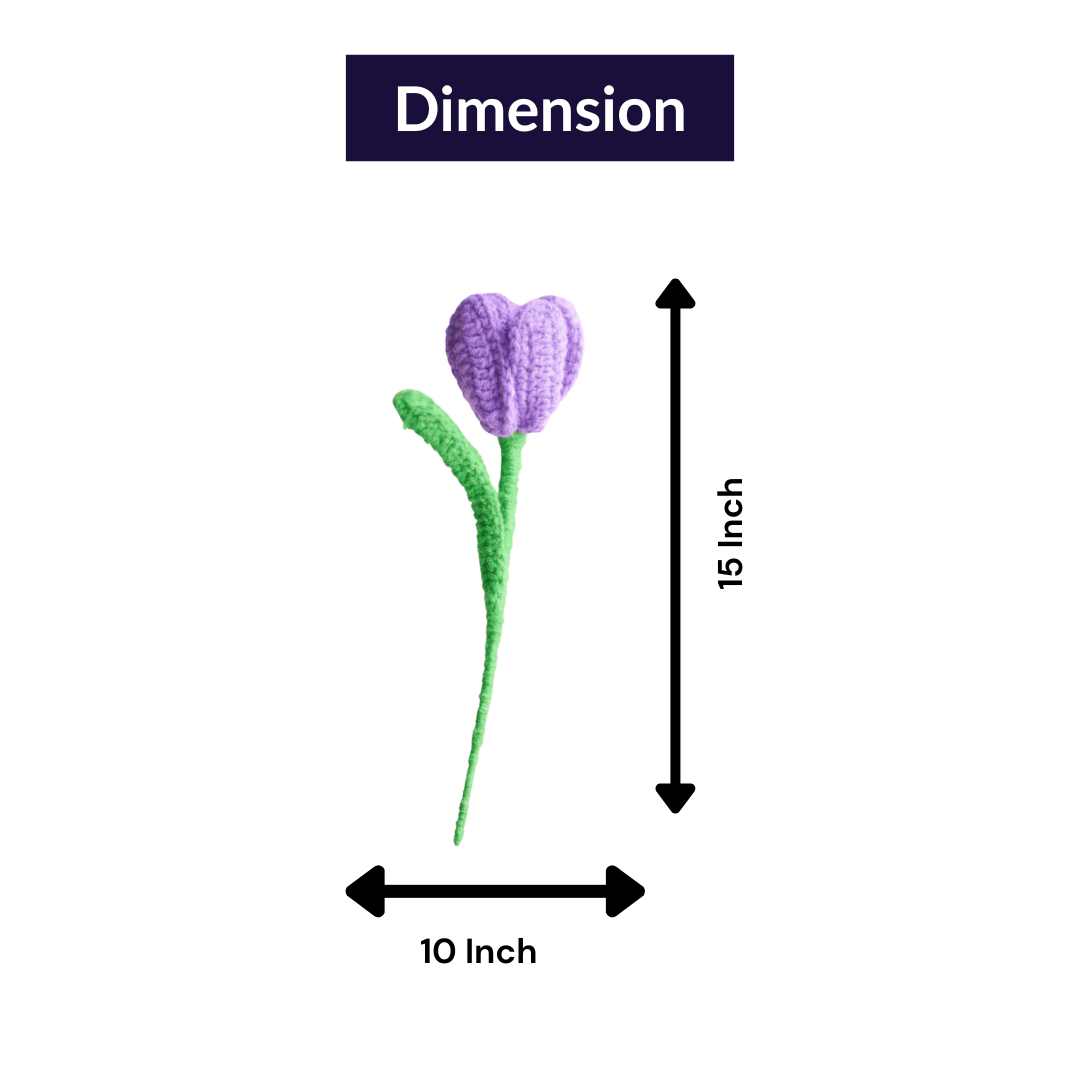 Handcrafted Dark Purple Crochet Tulip | Handmade Floral Decor – Home Decor on Brown Living™. SKU: DF-404. Img 4.