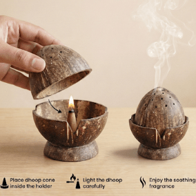 Handcrafted Dhoop Stand – Eco - Friendly Incense Holder – Pooja Needs on Brown Living™. SKU: KOTT006. Img 4.