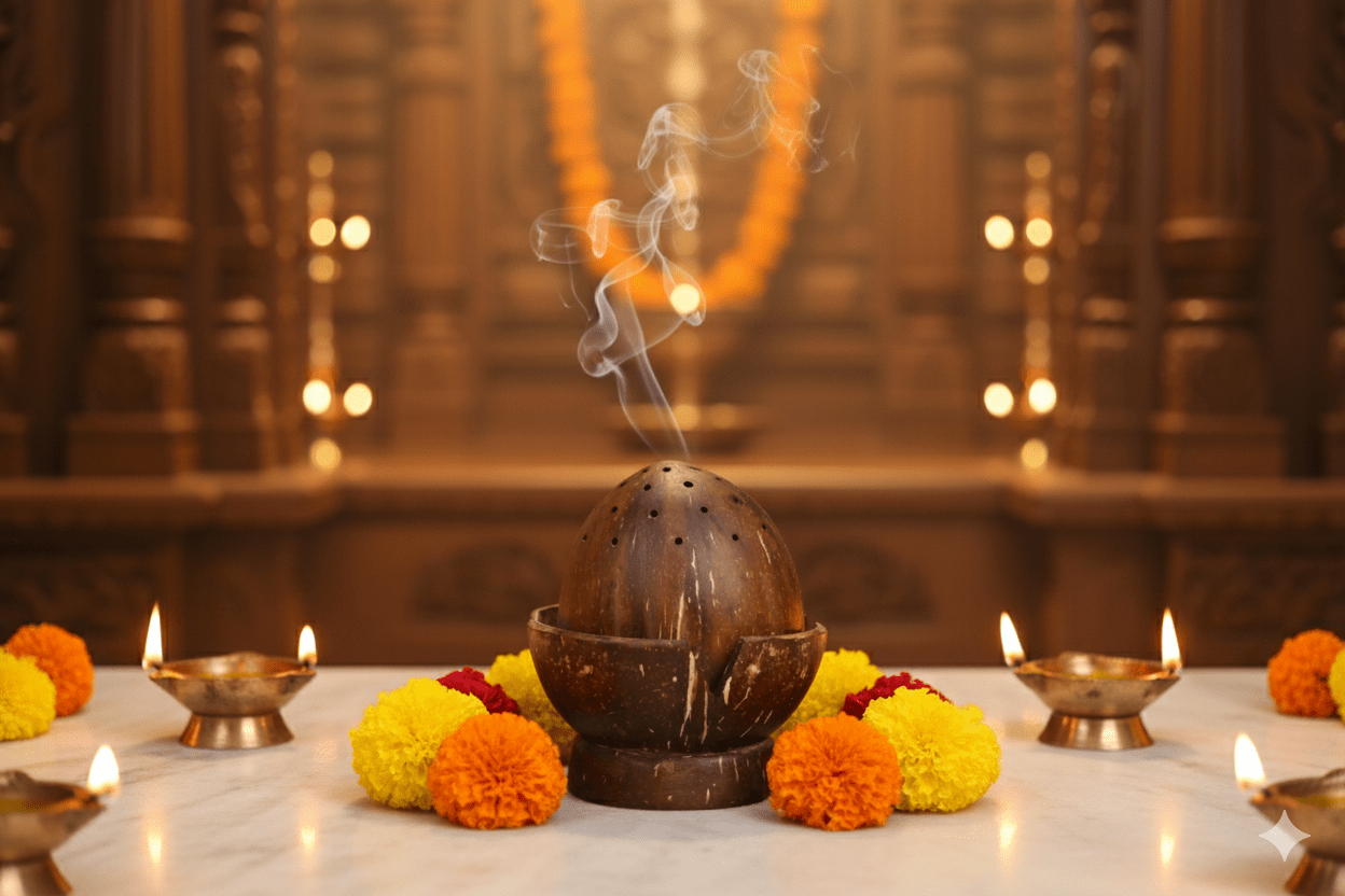 Handcrafted Dhoop Stand – Eco - Friendly Incense Holder – Pooja Needs on Brown Living™. SKU: KOTT006. Img 1.