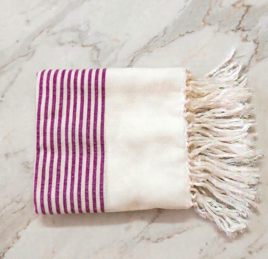 Handcrafted Easy Dry Bath Towel | 100% Cotton – Bath Linens on Brown Living™. SKU: Magentatowel. Img 11.
