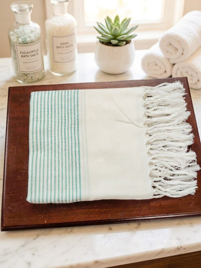 Handcrafted Easy Dry Bath Towel | 100% Cotton – Bath Linens on Brown Living™. SKU: Mintgreentowel. Img 9.