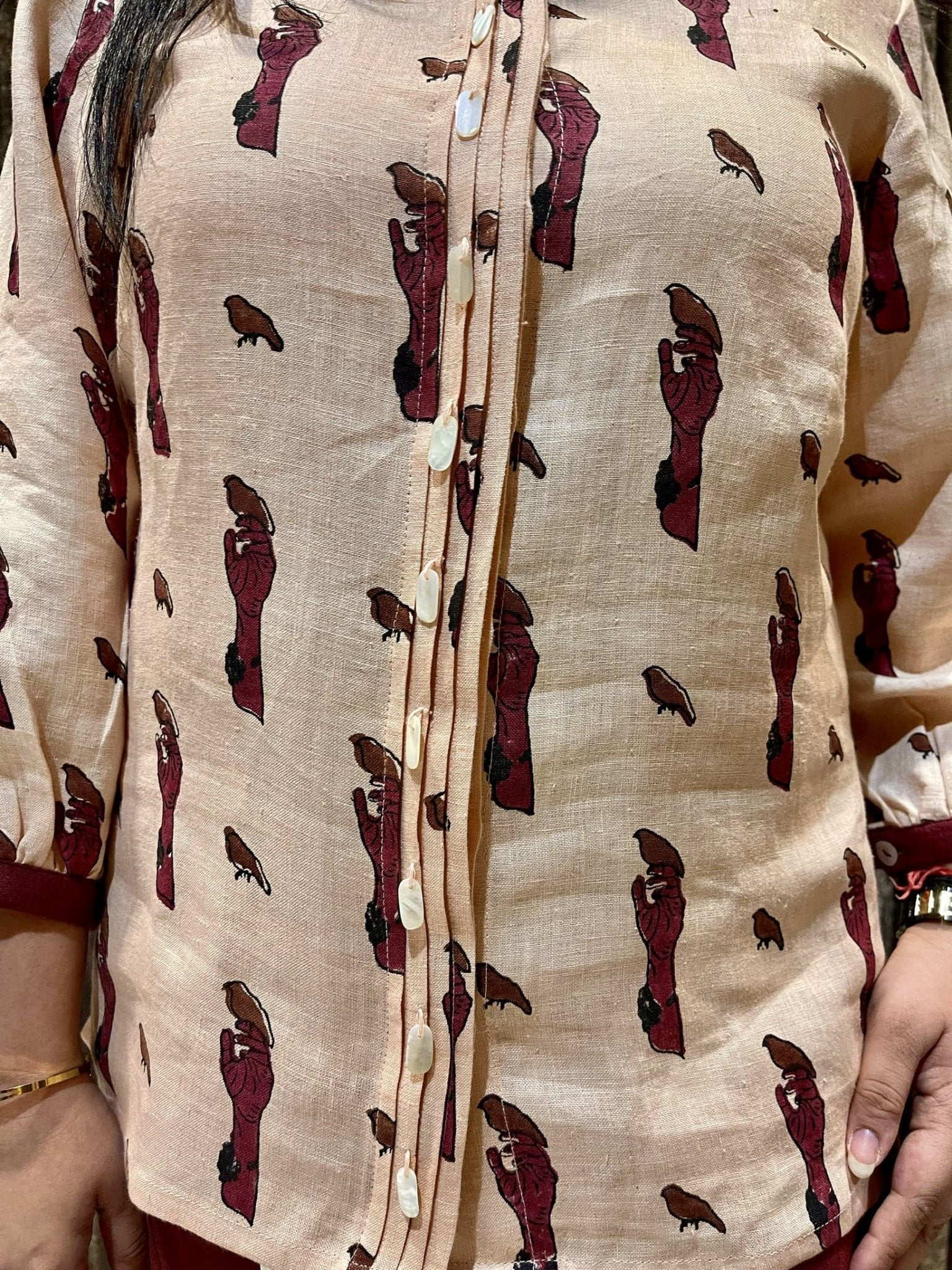 Handcrafted Ethical Birdie Cotton Co - Ord Outfit – Womens Co - Ord Sets on Brown Living™. SKU: TCC - LDV - 83 - XS. Img 7.
