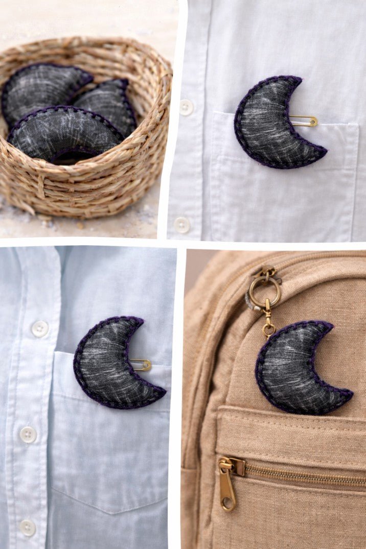 Handcrafted Fabric Brooches | Artistic Textile Accessories – Womens Brooches & Lapel Pins on Brown Living™. SKU: FB01. Img 1.