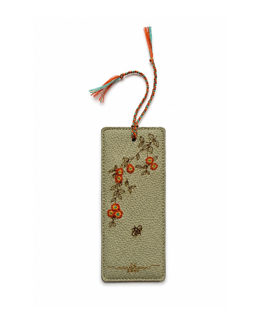 Handcrafted Floral Bel Embroidered Bookmark – Bookmarks on Brown Living™. SKU: BO023A. Img 1.