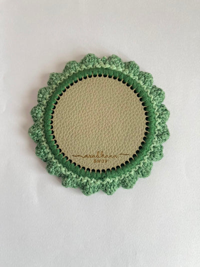 Handcrafted Floral Crochet Coaster Set of 2 – Coasters on Brown Living™. SKU: COT33A. Img 6.