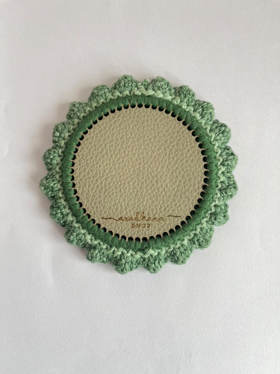 Handcrafted Floral Crochet Coaster Set of 2 – Coasters on Brown Living™. SKU: COT33A. Img 6.