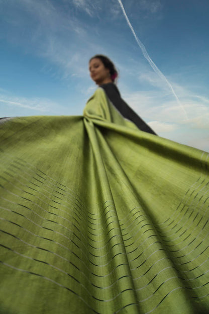 Handcrafted Floral - Inspired Whispering Garden Mulberry Silk Saree – Womens Saree on Brown Living™. SKU: SS24SA06. Img 3.