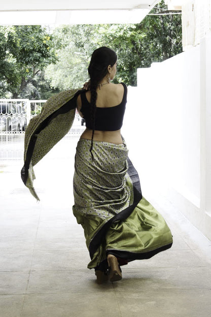Handcrafted Floral - Inspired Whispering Garden Mulberry Silk Saree – Womens Saree on Brown Living™. SKU: SS24SA06. Img 2.