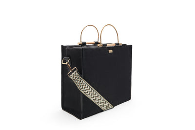 Handcrafted Hemp Fabric Everyday Tote Crossbody Bag – Bags on Brown Living™. SKU: GTB01-BLACK. Img 2.