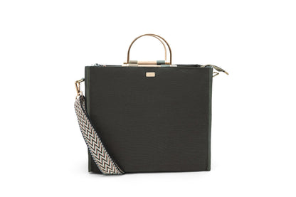 Handcrafted Hemp Fabric Everyday Tote Crossbody Bag – Bags on Brown Living™. SKU: GTB01-OLIVE. Img 9.