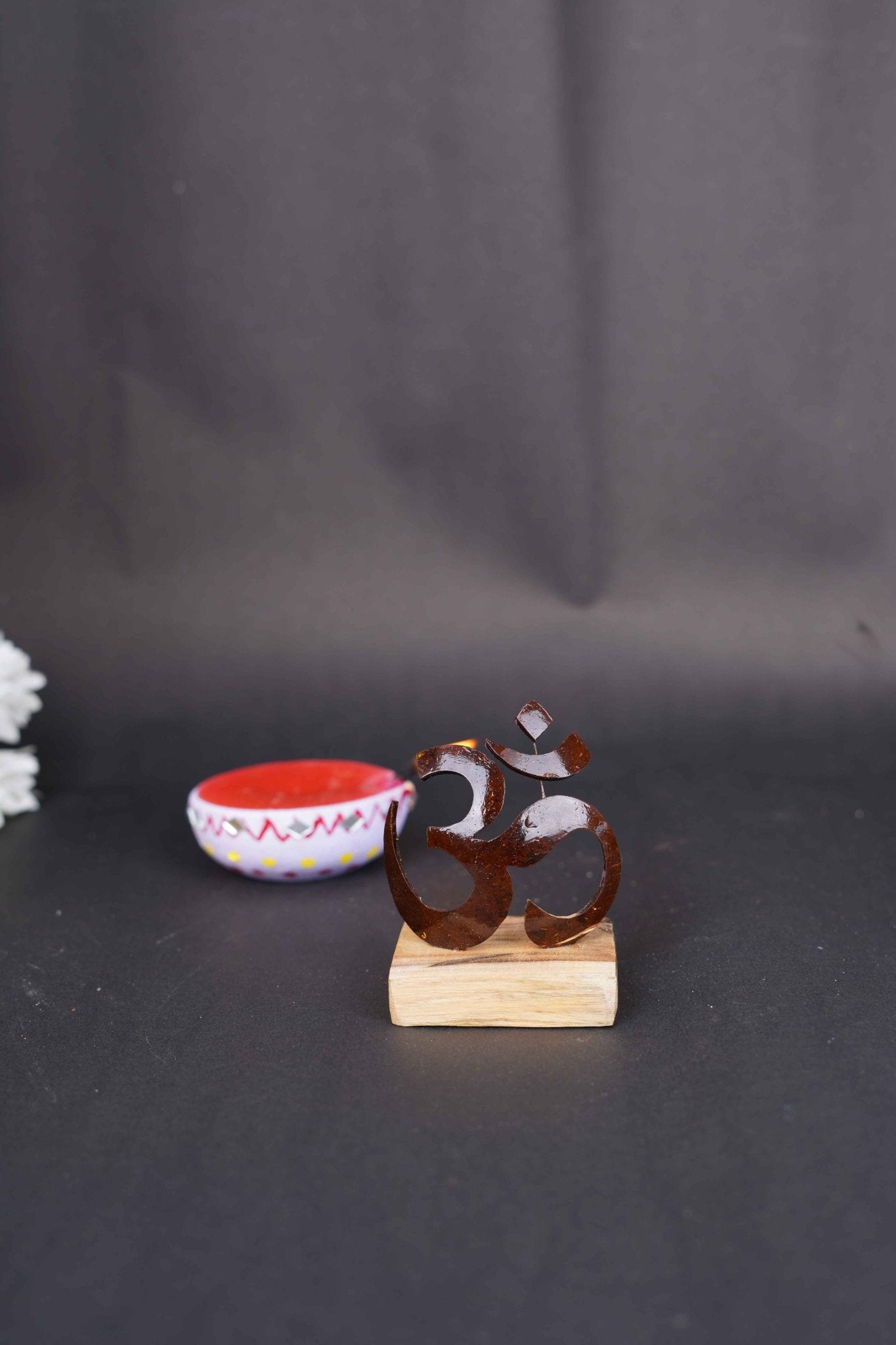 Handcrafted Hindu Symbol Statue | Coconut Shell Spiritual Decor – Pooja Needs on Brown Living™. SKU: KOTT026. Img 1.