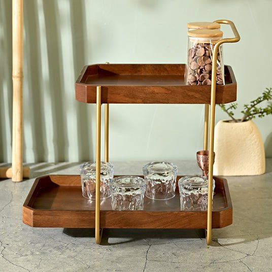 Handcrafted Homeydo 2 Tier Wooden Organizer | Verified Sustainable by Brown Living™