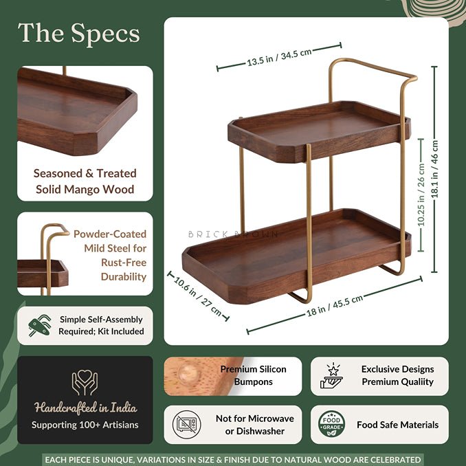 Handcrafted Homeydo 2 Tier Wooden Organizer | Verified Sustainable by Brown Living™