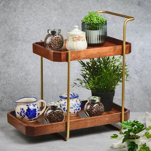 Handcrafted Homeydo 2 Tier Wooden Organizer | Verified Sustainable by Brown Living™