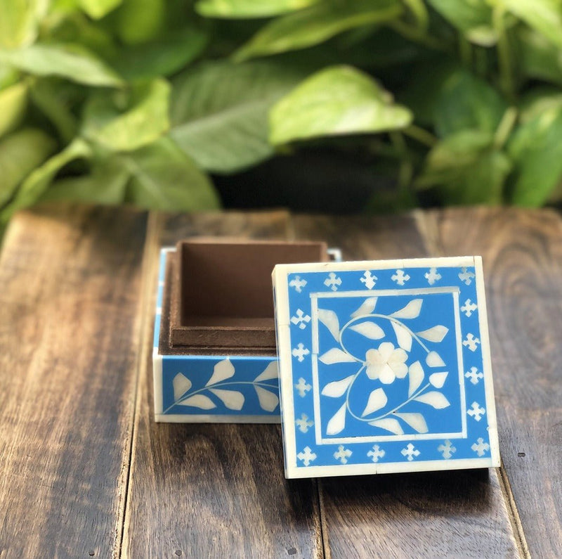 Handcrafted Inlay Blue MDF Box | Verified Sustainable Gift Box on Brown Living™