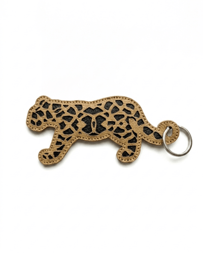 Handcrafted Leopard Keychain | Handmade Animal-Themed Keychain – Gift on Brown Living™. SKU: KC046. Img 1.