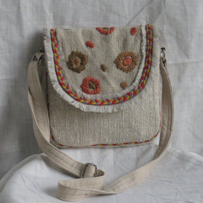 Handcrafted Linen - Cotton Sling Bag – Sling Bag on Brown Living™. SKU: KRBL02. Img 1.