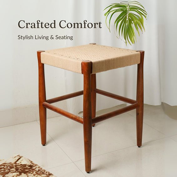 Handcrafted Loom Nest Wooden Stool | Verified Sustainable by Brown Living™