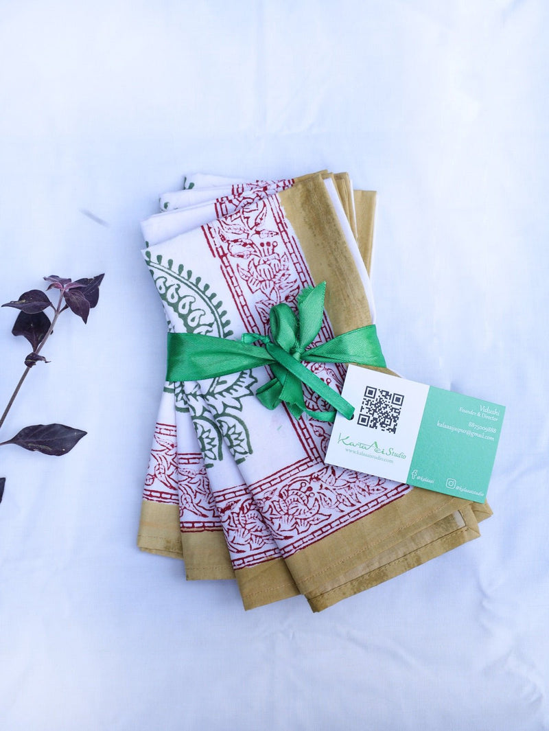 Handcrafted Organic Cotton Napkins - Set of 4 | Verified Sustainable by Brown Living™