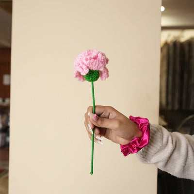 Handcrafted Pink Carnation Crochet Flower | Decorative Accent – Home Decor on Brown Living™. SKU: DF-398. Img 4.