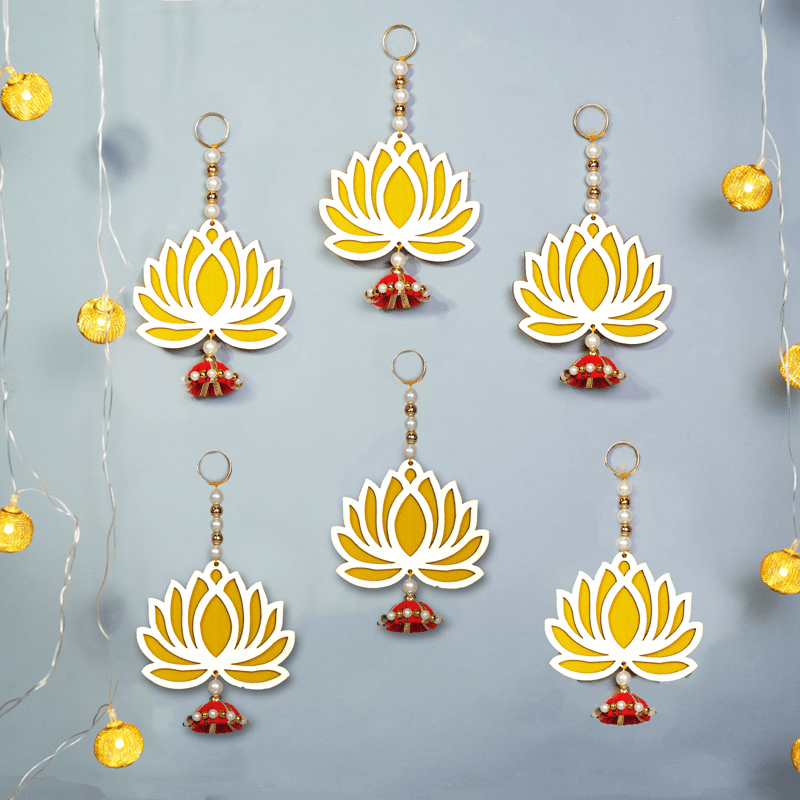 Handcrafted Pink Lotus Hanging for Home Decoration – Home Decor on Brown Living™. SKU: MJ00042DR. Img 3.